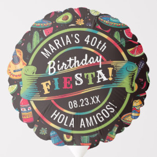 Mexican Fiesta Any Occasion Pattern Black ID1114 Balloon