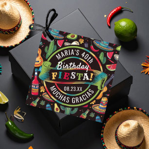 Mexican Fiesta Any Occasion Pattern Black ID1114 Favor Tags