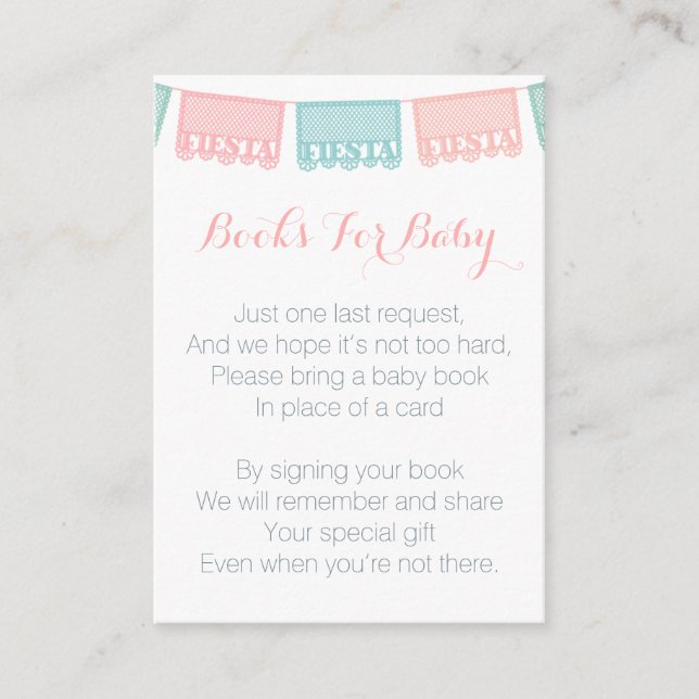 Mexican Fiesta Baby Shower Bring A Book Enclosure Card (Front)