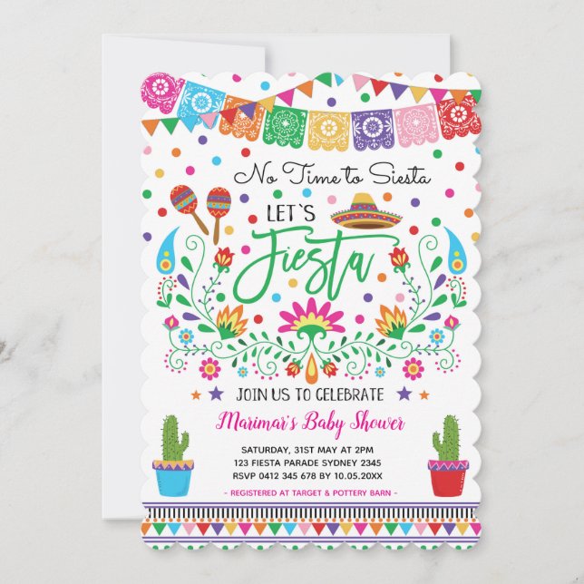 Mexican Fiesta Baby Shower Cactus Invitation (Front)