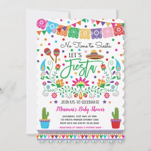 Mexican Fiesta Baby Shower Cactus Invitation