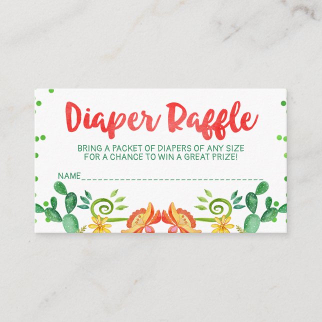 Mexican Fiesta Baby Shower Diaper Raffle Enclosure Card (Front)