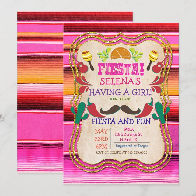 Mexican Fiesta Baby Shower Invitation (Front/Back)