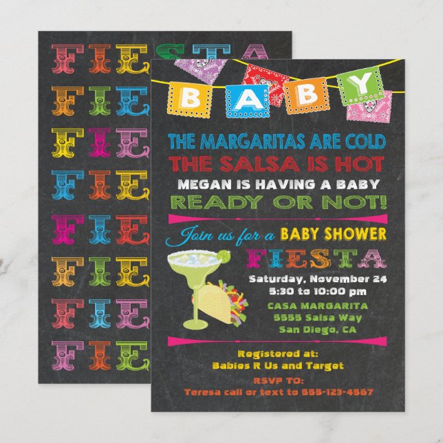 Mexican Fiesta Baby Shower Invitation (Front/Back)