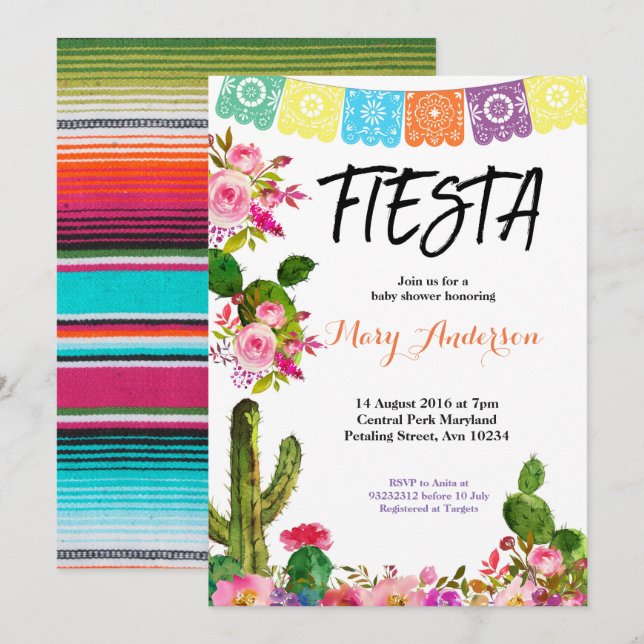 Mexican Fiesta Baby Shower Invitation (Front/Back)
