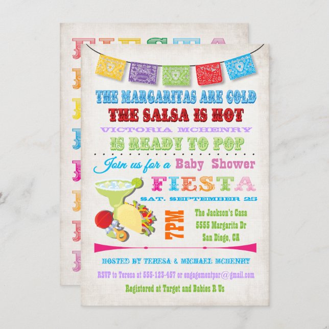 Mexican Fiesta Baby Shower invitations (Front/Back)