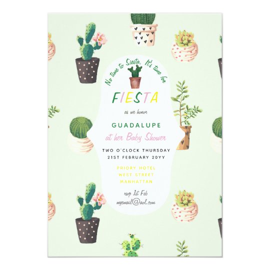 Mexican Fiesta Baby Shower Invite Cacti Succulents Zazzle Com