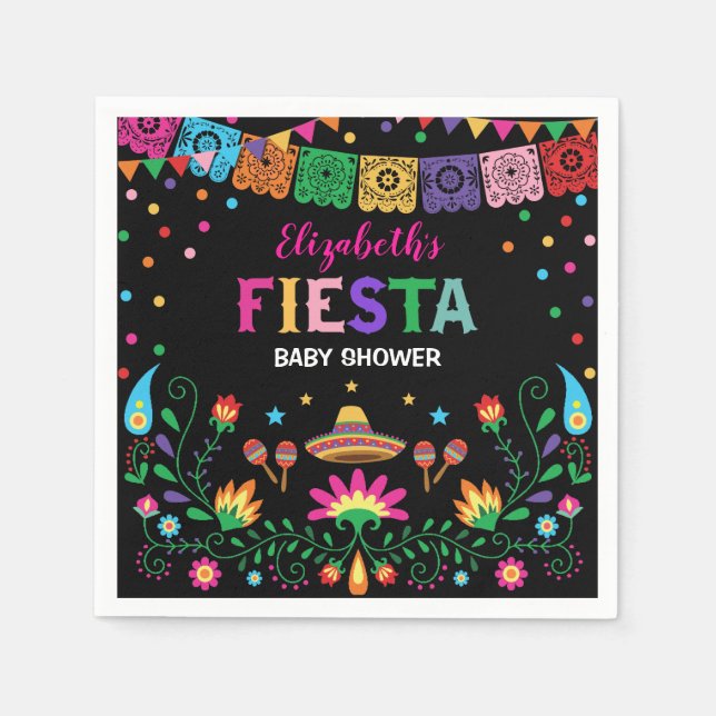 Mexican Fiesta Baby Shower Party Favors Napkins (Front)