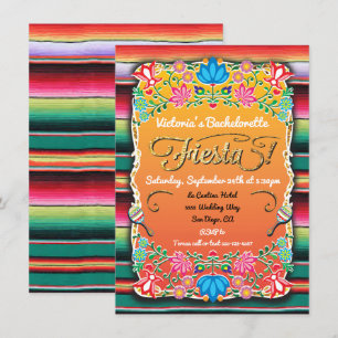 Mexican Fiesta Bachelorette Party Gold Glitter Invitation