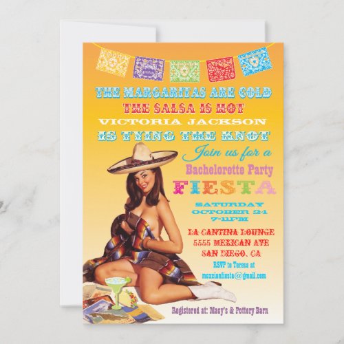 Mexican Fiesta Bachelorette Party Invitation