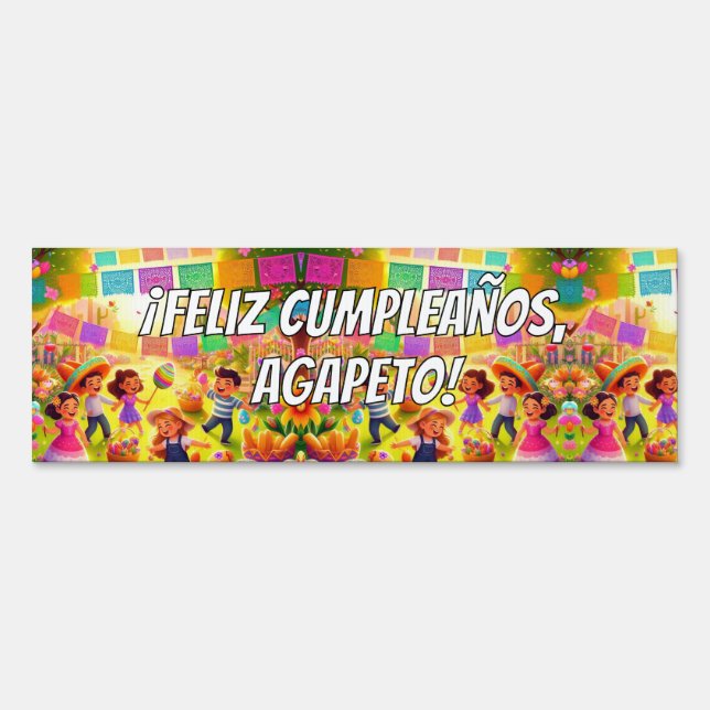 Mexican Fiesta Background Customizable Text  Sign (Front)