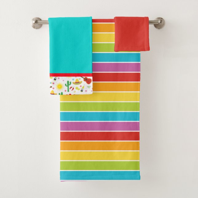 Mexican Fiesta Bath Towels Set (Insitu)