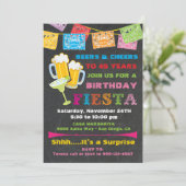 Mexican Fiesta Beers Birthday Party Invitation (Standing Front)