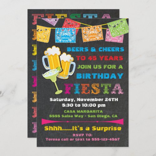 Mexican Fiesta Beers Birthday Party Invitation