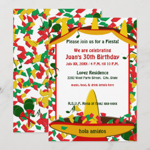 Mexican Fiesta Birthday (any occassion) Amigos Invitation
