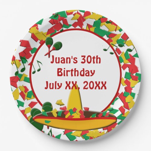 Mexican Fiesta Birthday any occassion Amigos  Paper Plates