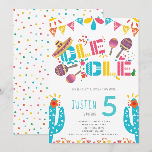 Mexican Fiesta Birthday Invitation (Front/Back)