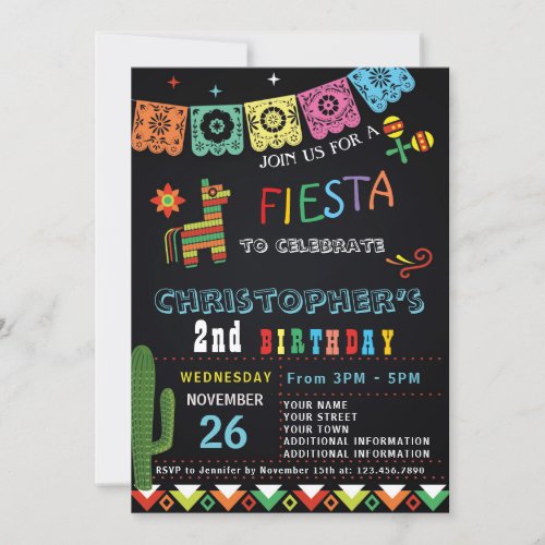 MEXICAN FIESTA BIRTHDAY INVITATION  FIESTA PARTY