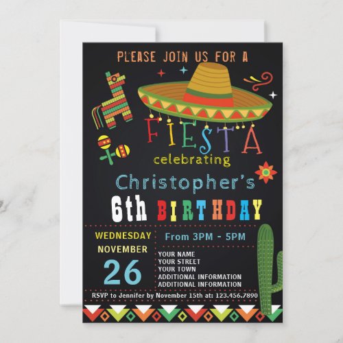MEXICAN FIESTA BIRTHDAY INVITATION  FIESTA PARTY