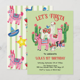 Mexican Fiesta Birthday Party Animals Invitation