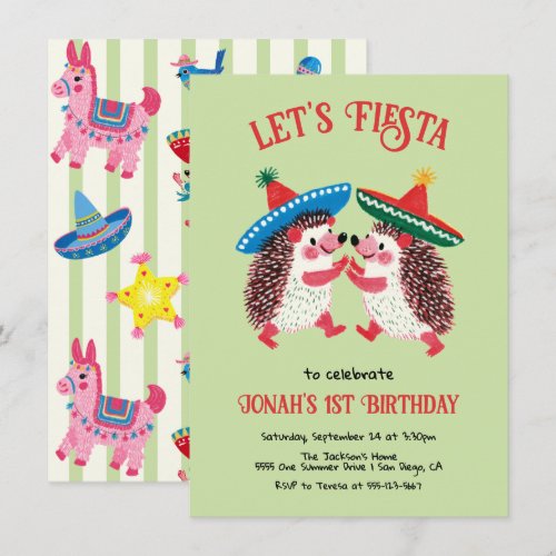 Mexican Fiesta Birthday Party Hedgehogs Invitation