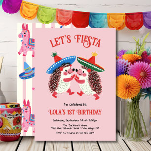 Mexican Fiesta Birthday Party Hedgehogs Invitation