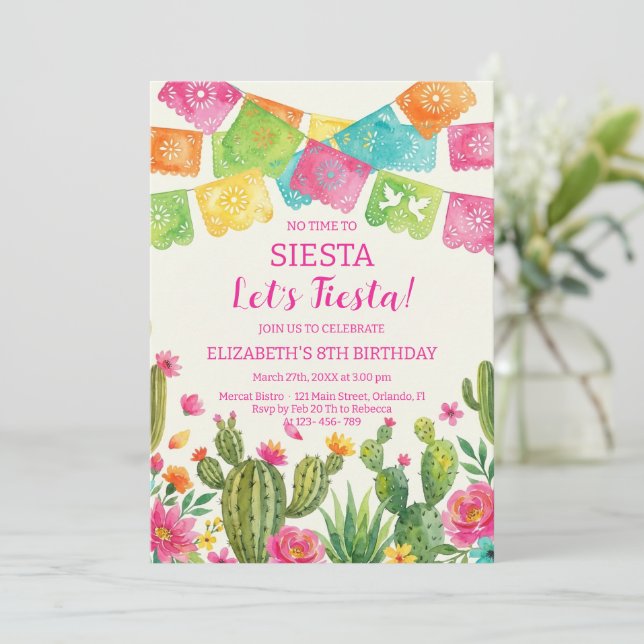 Mexican fiesta birthday party invitation (Standing Front)