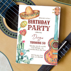 Mexican fiesta birthday party invitation