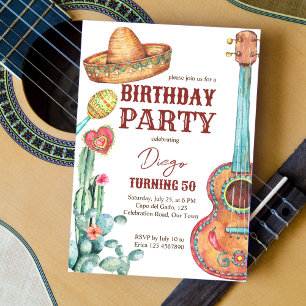 Mexican fiesta birthday party invitation