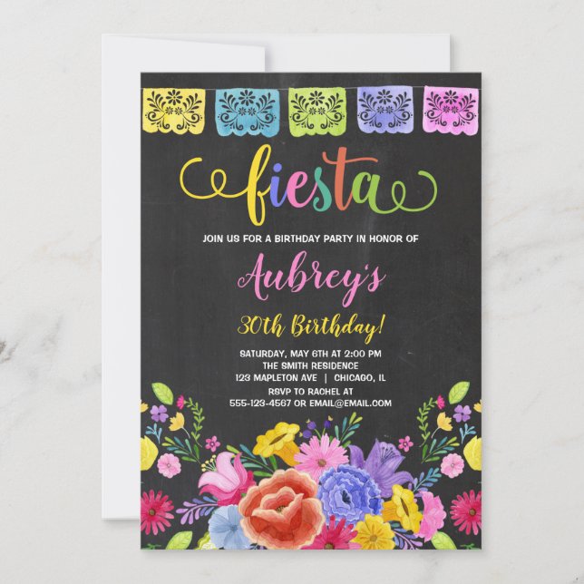 Mexican fiesta birthday party invitation (Front)