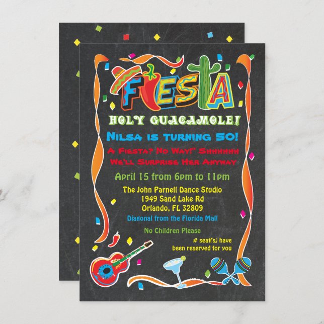 Mexican Fiesta Birthday Party Invitation (Front/Back)
