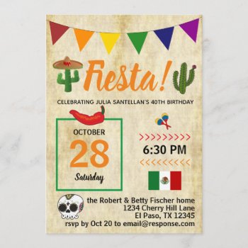 Mexican Fiesta Birthday Party Invitation by RiverJude at Zazzle