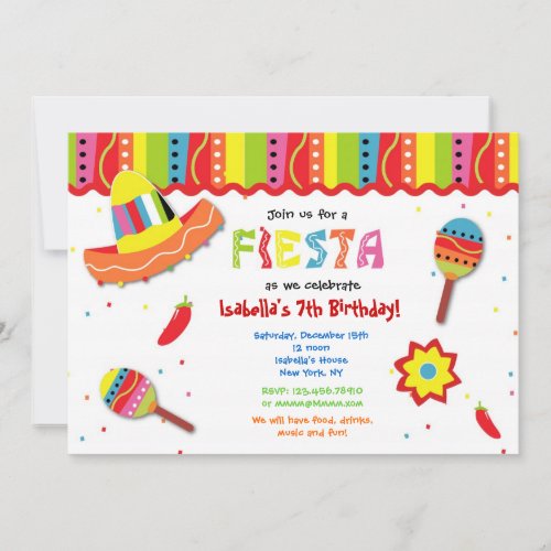 Mexican Fiesta Birthday Party Invitations