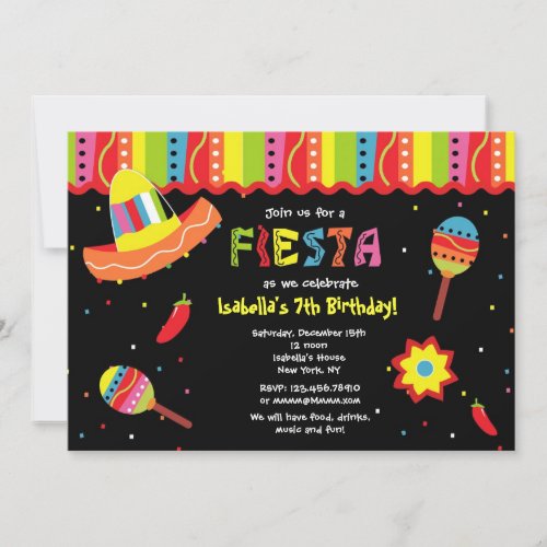 Mexican Fiesta Birthday Party Invitations