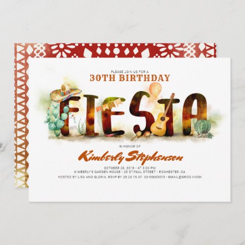Mexican Fiesta Birthday Party Invitations