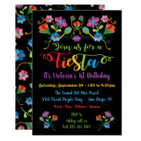 Mexican Fiesta Birthday Party with embroidery Invitation