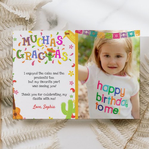 Mexican Fiesta Birthday Thank You Card With Photo