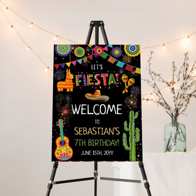 Mexican Fiesta Birthday Welcome Sign (In Situ (Stand))