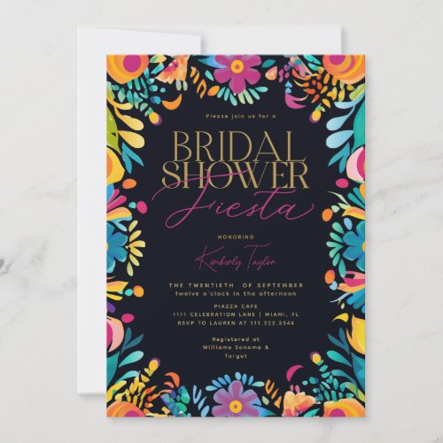 Mexican Fiesta Black Bridal Shower Invitation