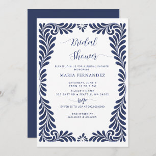 Mexican Fiesta Blue Talavera Bridal Shower Invitation