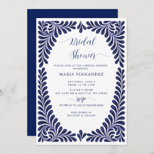 Mexican Fiesta Blue Talavera Bridal Shower Invitation