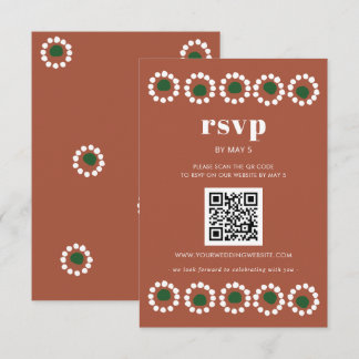 Mexican Fiesta Boho Barro Wedding QR Code RSVP Card