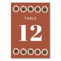 Mexican Fiesta Boho Barro Wedding Table Number