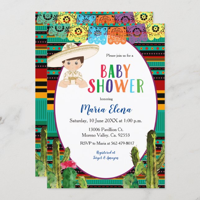 Mexican Fiesta Boy Baby Shower Invitation (Front/Back)