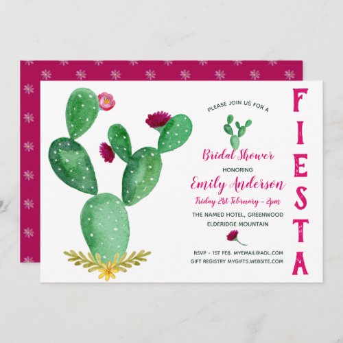 Mexican Fiesta Bridal Shower Cacti Pink Invitation