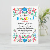 Mexican Fiesta Bridal Shower Flower Folkart Card (Standing Front)