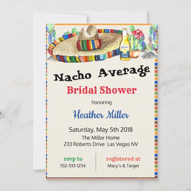 Mexican Fiesta Bridal Shower Invitation (Front)