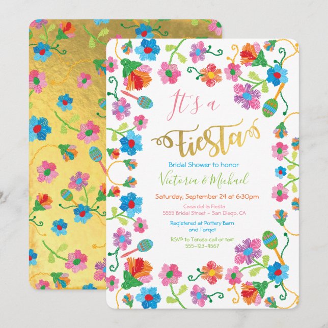 Mexican Fiesta Bridal Shower Invitations (Front/Back)