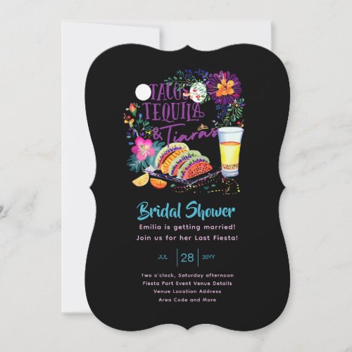 Mexican Fiesta Bridal Shower Tacos Tequila Tiaras Invitation