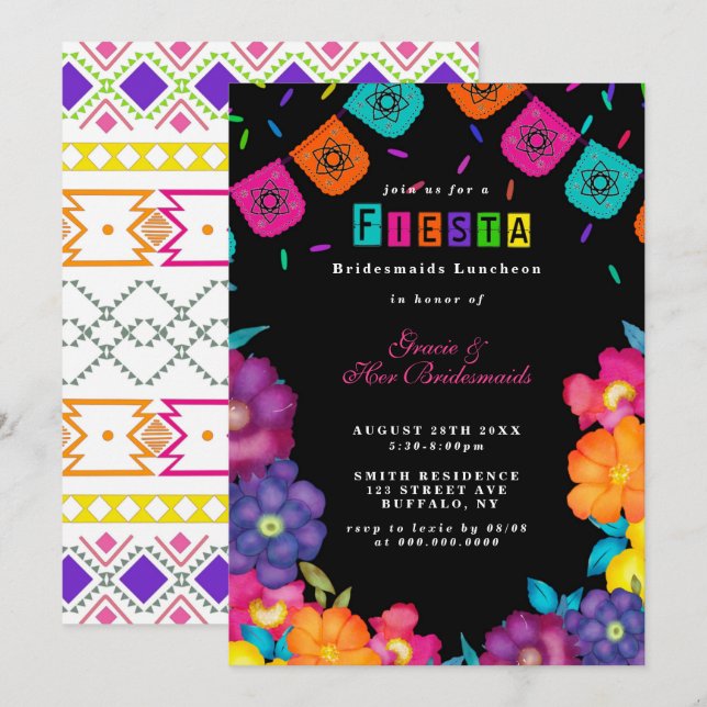 Mexican Fiesta Bridesmaids Luncheon Invitation (Front/Back)
